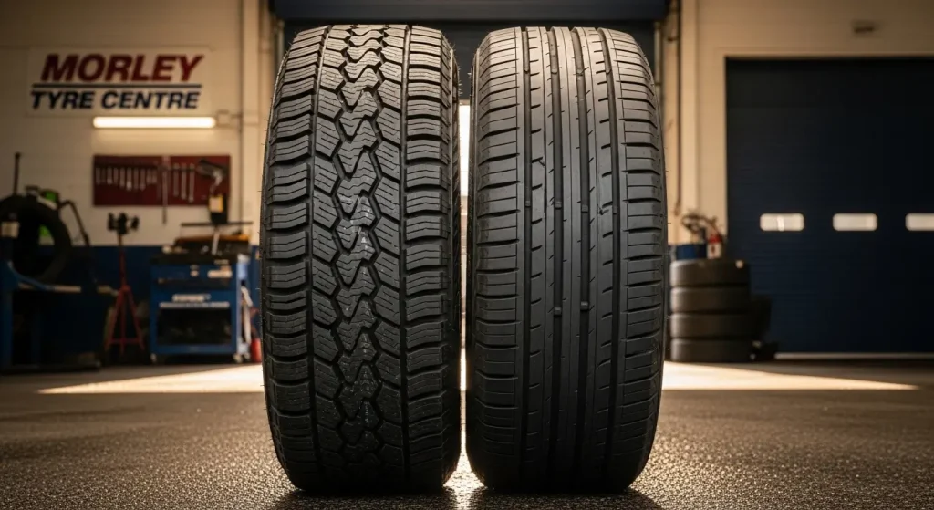 Comparison of SUV tyres vs passenger tyres showing tread differences
